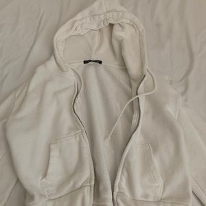 brandy cropped white zip up